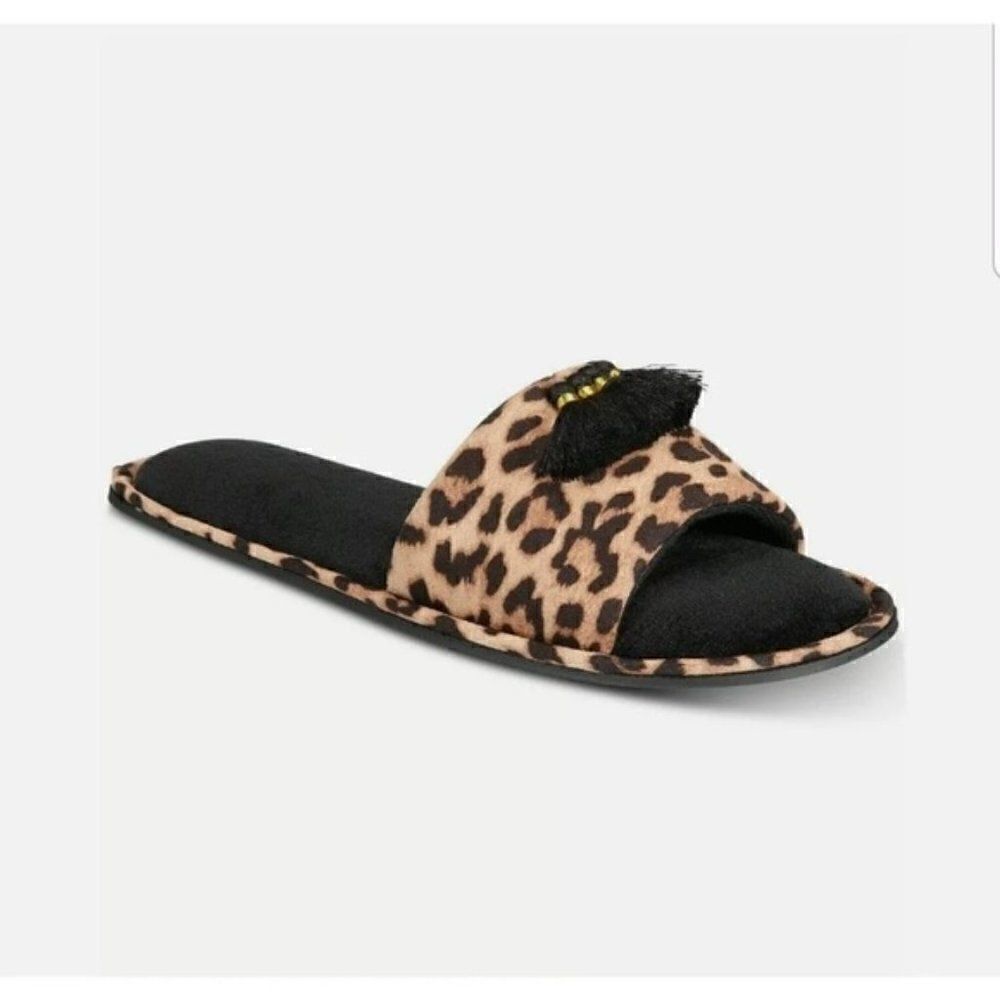 INC International Concepts Leopard Tassel Slippers